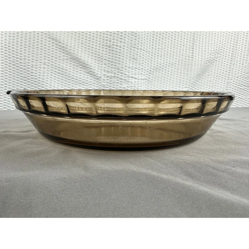 Vintage Pyrex Flameware Pie Plate #229 Amber Glass made in‎ USA